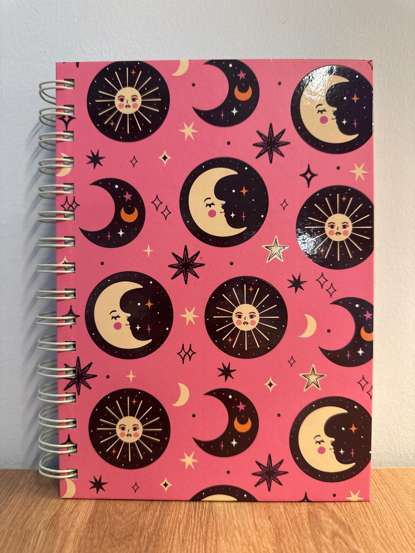 Pink Sun and Moon Spiral Journal
