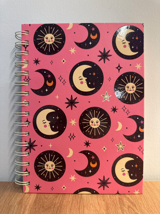 Pink Sun and Moon Spiral Journal